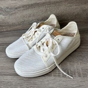 OluKai Pehuea Li Womens Sz 7 Casual Sneakers White Lace Up Drop-In Heel Shoes